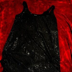 NWOT  Black sequin tank style dress knee length